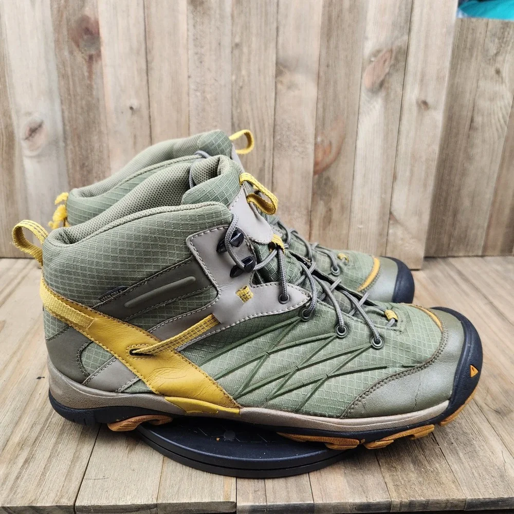 Keen Marshall Mid WP Mens 14 Waterproof Hiking Boots Olive Green Yellow 1009542